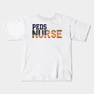 Vintage American Peds Nurse USA Flag, Department, Pediatric Nursing Student Kids T-Shirt